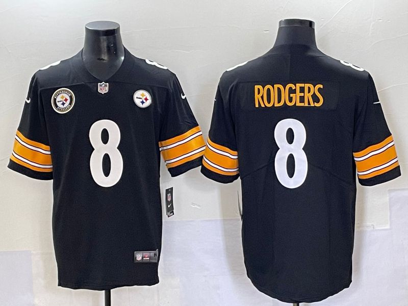 Men 2025 Pittsburgh Steelers 8 Rodgers Black white Nike Limited NFL Jersey style 4
